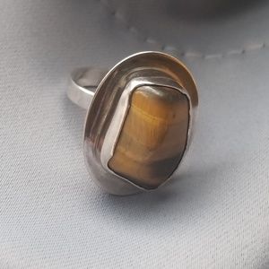 Tigers eye bohemian natural stone ring